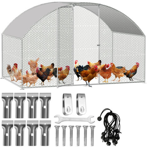 Produktbild von Hühnerstall Freilaufgehege 3x1x1,5 M – Verzinkter Stahl, Wasserdichtes Dach, Für Hühner, Kaninchen & Enten