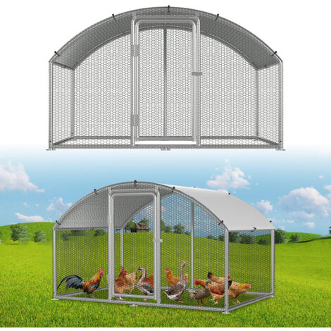 VidaXL Hühnerstall Outdoor 3x2x2 M – Verzinkter Stahl, PE-Dach, Wetterfest & Pflegeleicht – Für Hühner, Enten & Kleintiere
