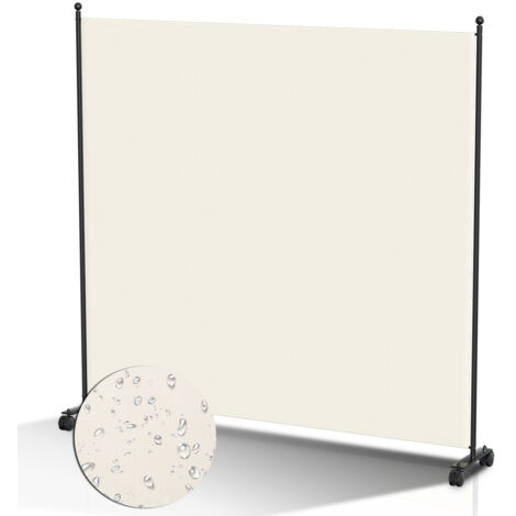 Randaco Paravent mit Rollen Faltbarer Raumteiler Outdoor Trennwand Garten Sichtschutz Raumtrenner 1 teilig Beige 187x181 cm