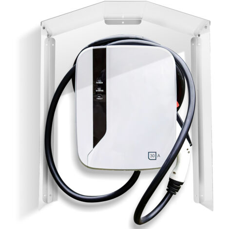 Randaco Protección contra la lluvia para Wallbox, techo de acero inoxidable, incluye accesorios de montaje, 40 x 20 x 45 cm, cubierta para Wallbox