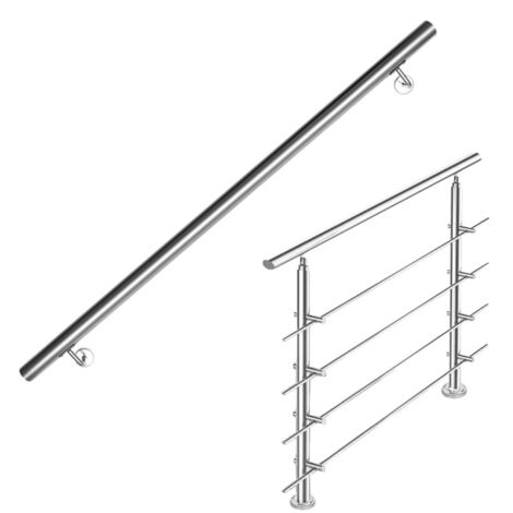 Randaco Barandilla de acero inoxidable para escaleras de exterior Juego Balaustrada Balcón Jardín(120 cm, 4 travesaños)