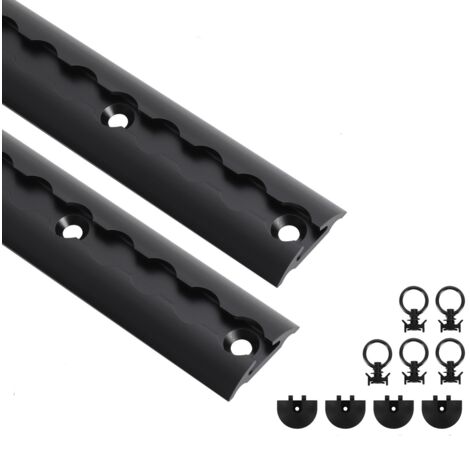 Randaco Riel de amarre 1,5 m de aluminio negro, riel de fijación con ...