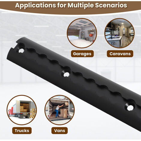 Randaco Riel de amarre 1,5 m de aluminio negro, riel de fijación con ...