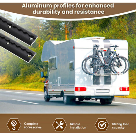 Randaco Riel de amarre 1,5 m de aluminio negro, riel de fijación con ...