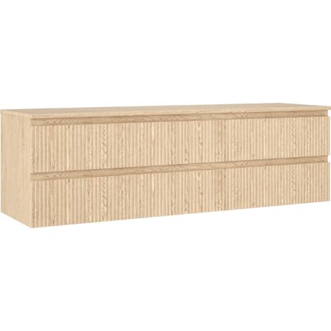 Mexen Rivel mueble de ba帽o bajo lavabo de 160 cm con encimera, 2 cajones, ranurado, roble - 91A20-16047-2-BFFC81