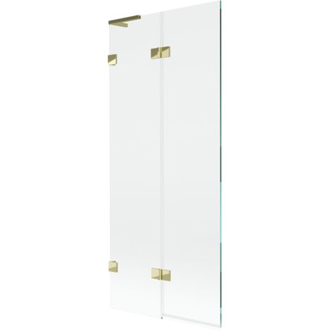 Mexen Lunar L mampara de ba帽o plegable de 2 paneles izquierda 80 x 150 cm, transparente, dorado - 897L-080-100-50-00-L (1/5)