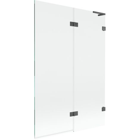 Mexen Lunar L parav谩n de ba帽era de 2 paneles derecho 120 x 150 cm, transparente, gris acero cepillado - 897L-120-100-66-00-P
