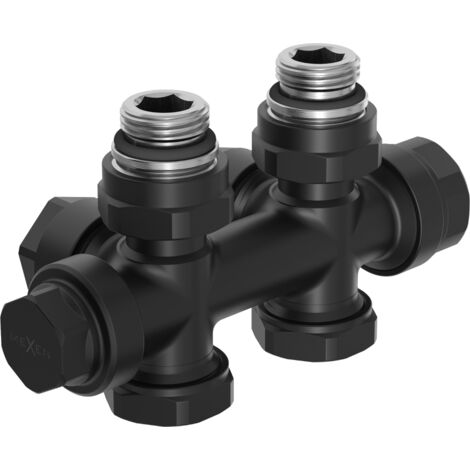 Mexen Uni-Term v谩lvula de radiador angular/recta, Duplex, DN50, negro - W908-000-70 (1/4)