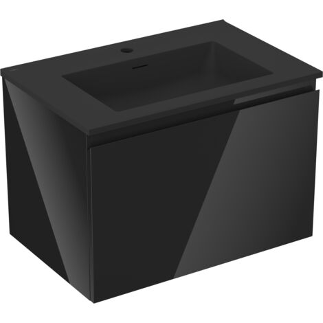 Mexen Orio lavabo de ba帽o 70 cm con lavabo Otis, 1 caj贸n, negro brillante/negro mate - 91A10-07047-1-BF70-W18M71 (1/5)