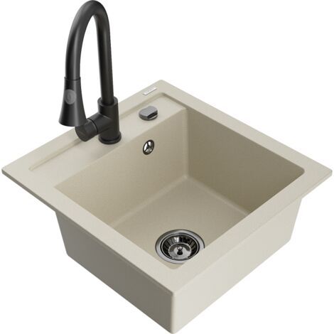 Mexen Vito fregadero de granito de 1 cubeta con grifo de cocina Elia, beige - 6503-69-670101-70 (1/5)