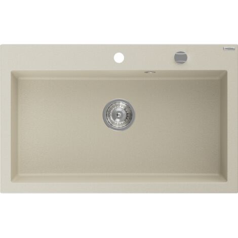 Mexen Elix fregadero de granito de 1 seno 800 x 500 mm, beige, sif贸n cromado - 6527801005-69 (1/5)