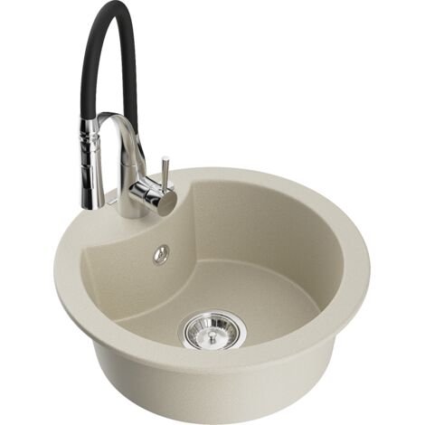 Mexen Diego fregadero de granito de 1 seno con grifo de cocina Aster, beige - 6512-69-73450-07 (1/5)