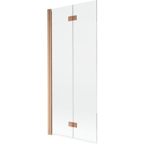 Paravana de ba帽era 2 hojas izquierda Mexen Mist 80 x 150 cm, transparente, cobre cepillado - 8A9-080-002-65-00-L