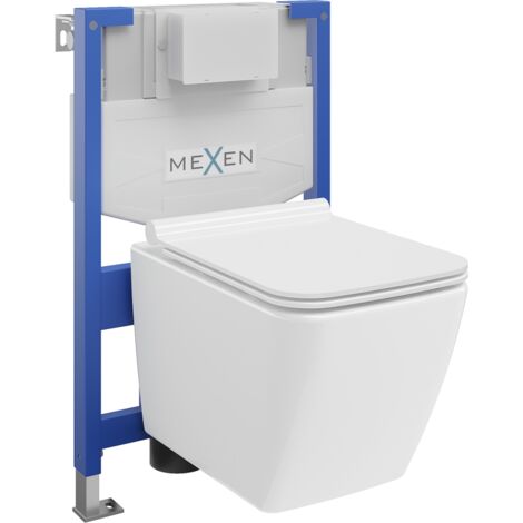 Mexen conjunto empotrado WC bastidor Fenix XS-F con taza WC Vega y asiento de cierre suave, blanco brillo - 68030654000