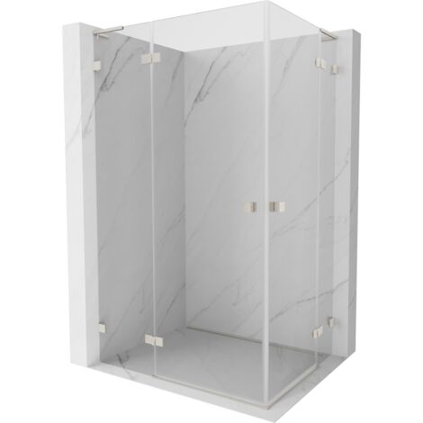 Mexen Lunar L Duo cabina de ducha abatible izquierda 80 x 75 cm, transparente, n铆quel cepillado - 834L-080L-075P-97-00 (1/5)
