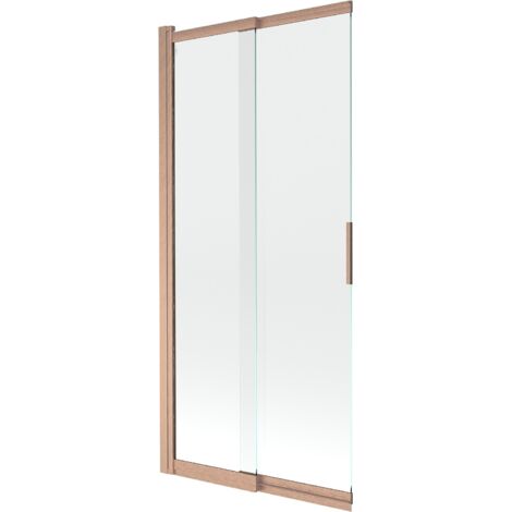 Mexen Fox mampara de ducha de 2 hojas correderas 85 x 150 cm, transparente, cobre cepillado - 891-085-002-65-00 (1/2)
