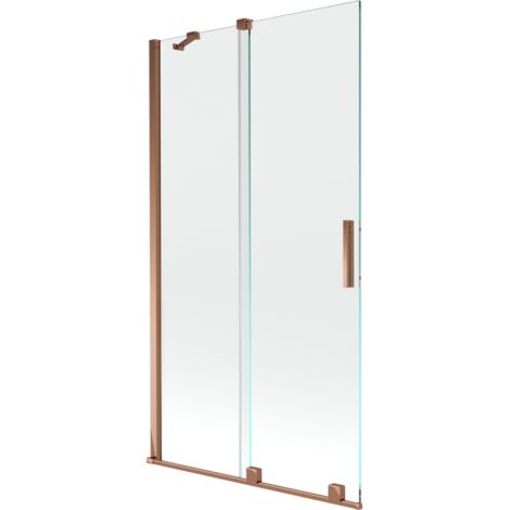 Mexen Velar mampara de ducha corredera de 2 hojas 100 x 150 cm, transparente, oro rosa - 896-100-000-01-60