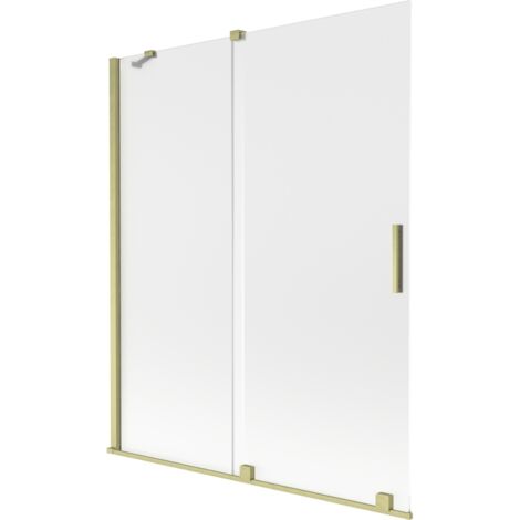 Mexen Velar mampara de ducha 2 hojas correderas 140 x 150 cm, escarcha, dorado cepillado - 896-140-000-31-55