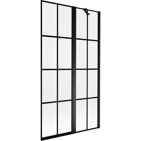 Mexen Mist biombo de ducha de 2 hojas derecho 100 x 150 cm, rejilla negra, negro - 8A9-100-011-70-77-P