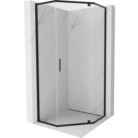 Mexen Exo cabina de ducha pentagonal abatible 80 x 80 cm, transparente, negra - 812-080-080-70-00
