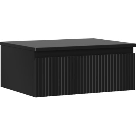 Mexen Rivel mueble de ba帽o bajo lavabo de 60 cm con tapa, 1 caj贸n, acanalado, negro mate - 91A20-06023-1-BFC71 (1/5)