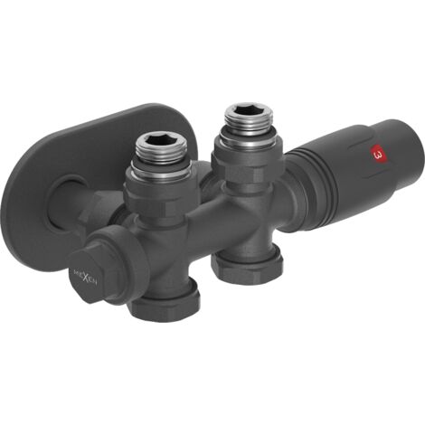 Mexen G00 conjunto termost谩tico angular/recto con embellecedor R, Duplex, DN50, antracita - W908-900-905-66 (1/3)