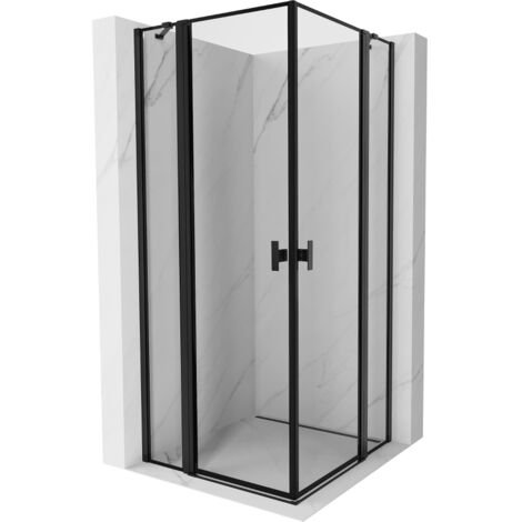 Mexen Mist Duo cabina de ducha abatible 105 x 105 cm, marco negro, negro - 8A4-105L-105P-70-70 (1/5)