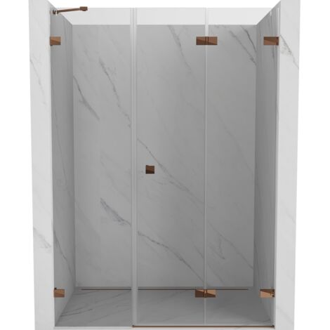 Mexen Lunar-F puertas plegables de ducha derechas 115 cm, transparente, oro rosa - 836S-115-050-60-00-P (1/5)