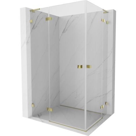 Mexen Lunar L Duo cabina de ducha abatible izquierda 120 x 100 cm, transparente, dorada - 834L-120L-100P-50-00 (1/5)