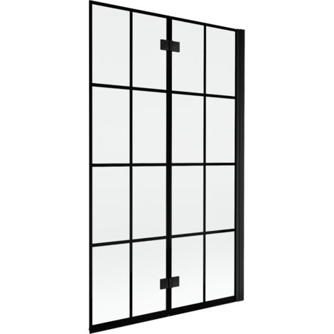 Mexen Mist mampara de ducha de 2 hojas, derecha 110 x 150 cm, cuadr铆cula negra, negro - 8A9-110-002-70-77-P (1/5)