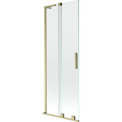 Mexen Velar L mampara de ducha 2 hojas correderas 70 x 150 cm, transparente, dorado cepillado - 896-070-003-01-55