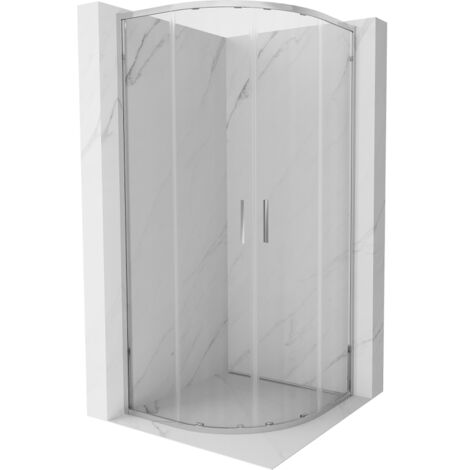Mexen Exo cabina de ducha semicircular deslizante 100 x 100 cm, transparente, cromo - 8132-100-100-01-00