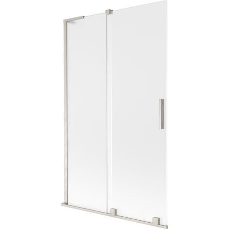 Mexen Velar L pantalla de ducha de 2 hojas correderas 110 x 150 cm, escarchado, n铆quel cepillado - 896-110-003-31-97