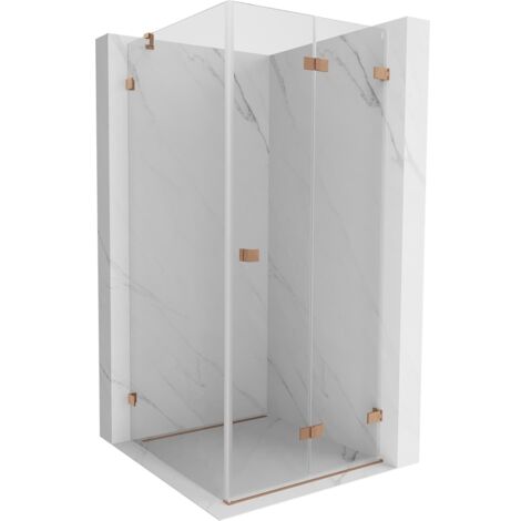 Mexen Lunar-F cabina de ducha plegable derecha 100 x 100 cm, transparente, cobre cepillado- 836-100-100-65-00-P (1/5)