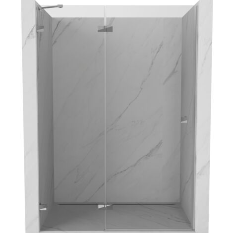 Mexen Lunar puertas de ducha abatibles izquierda 130 cm, transparente, cromo - 834-130-000-01-00-L (1/5)