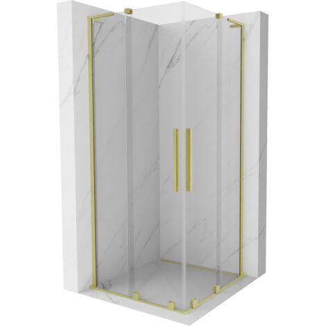 Mexen Velar L Duo cabina de ducha corredera 100 x 100 cm, transparente, oro cepillado - 871-100-100-02-03-55 (1/5)