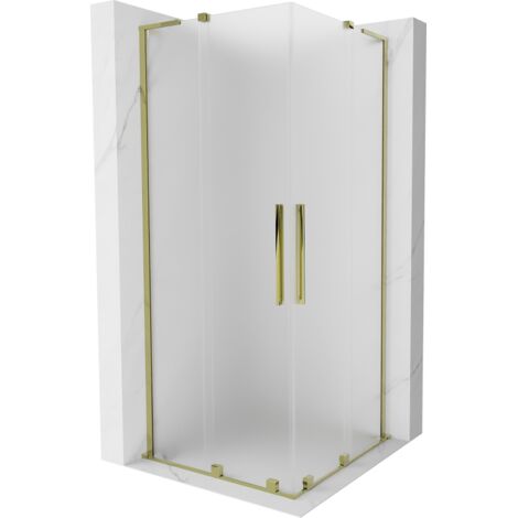 Mexen Velar L Duo cabina de ducha corredera 100 x 100 cm, escarcha, dorada - 871-100-100-02-33-50 (1/5)
