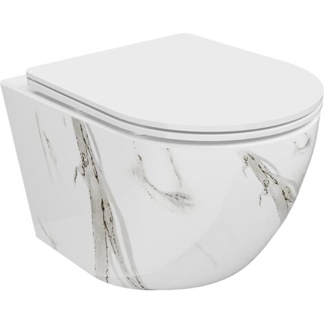 Mexen Lena taza de inodoro Rimless con asiento de cierre suave slim, duroplast, piedra blanca - 30224094