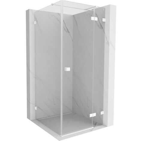 Mexen Lunar T cabina de ducha abatible derecha 110 x 110 cm, transparente, blanca - 834T-110-110-20-00-P (1/5)