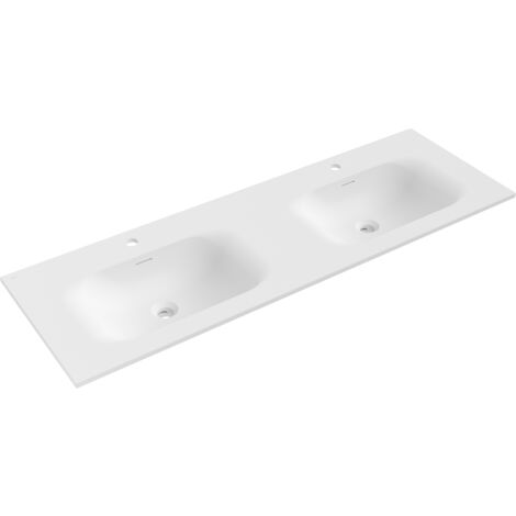 Mexen Vela lavabo empotrado en encimera doble 141 x 46,5 cm, blanco mate - 25231401D
