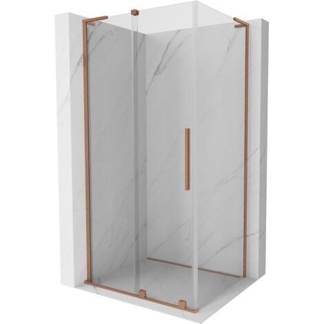 Mexen Velar L cabina de ducha corredera 90 x 100 cm, transparente, cobre cepillado - 871-090-100-03-65 (1/5)