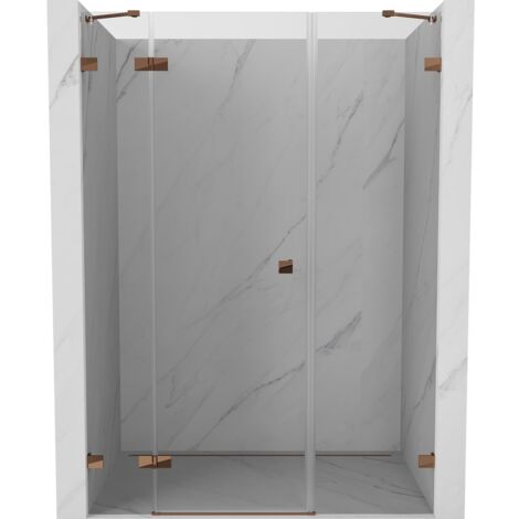Mexen Lunar puerta de ducha batiente izquierda 150 cm, transparente, oro rosa - 834S-150-050-60-00-L (1/5)