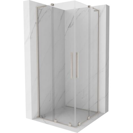 Mexen Velar L Duo cabina de ducha corredera 80 x 80 cm, transparente, n铆quel cepillado - 871-080-080-02-03-97 (1/5)