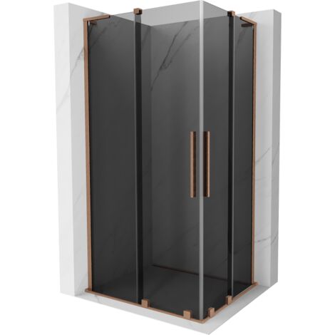Mexen Velar L Duo cabina de ducha deslizante 100 x 90 cm, grafito, cobre cepillado - 871-100-090-02-43-65 (1/5)