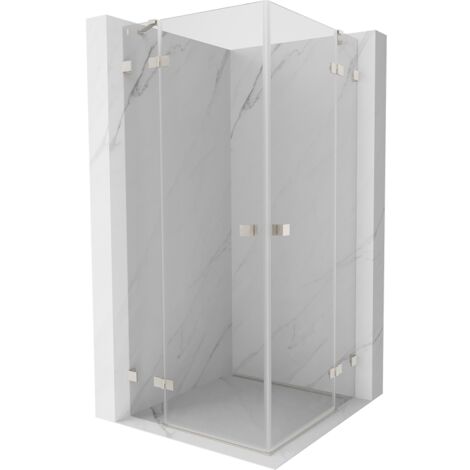 Mexen Lunar Duo cabina de ducha abatible 105 x 105 cm, transparente, n铆quel cepillado - 834-105L-105P-97-00 (1/5)
