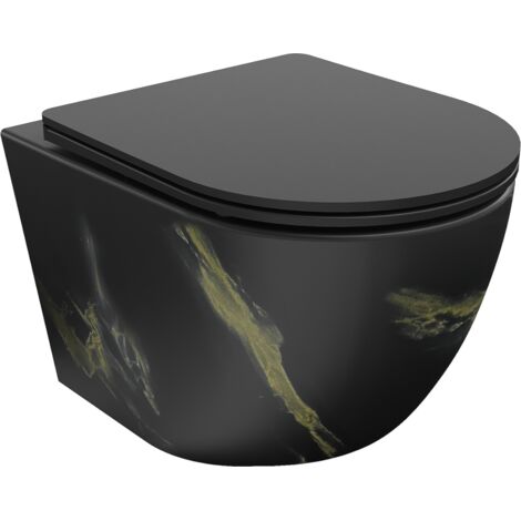 Mexen Lena taza de inodoro Rimless con asiento de cierre suave slim, duroplast, piedra negra - 30224098