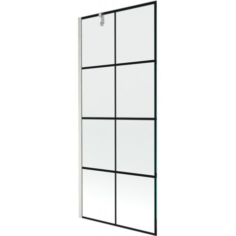 Mexen Next mampara de ba帽era de 1 hoja 80 x 150 cm, cuadr铆cula negra, n