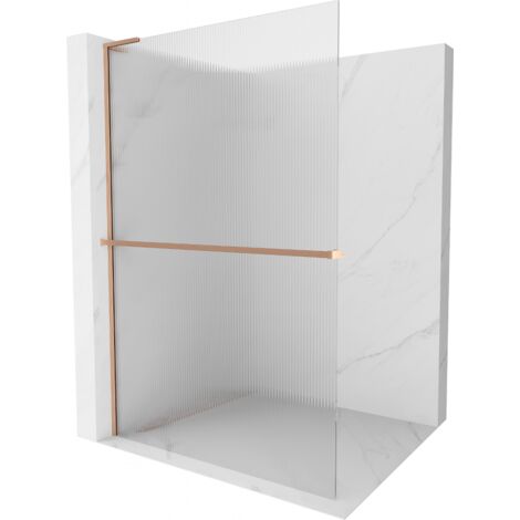 Mexen Kioto+ L panel de ducha con repisa Walk-in 70 x 200 cm, franjas, cobre cepillado - 800-070-123-65-09 (1/5)