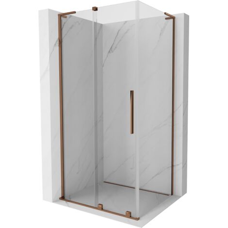 Mexen Velar L cabina de ducha corredera 100 x 75 cm, transparente, oro rosa - 871-100-075-03-60 (1/5)