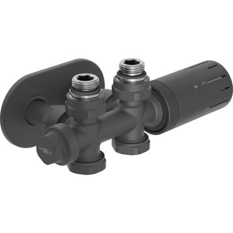 Mexen G05 conjunto termost谩tico angular/recto con embellecedor R, Duplex, DN50, antracita - W908-958-905-66 (1/3)